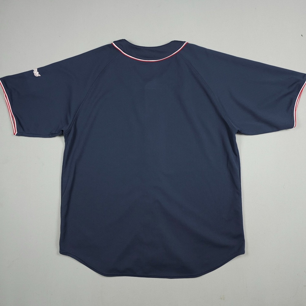 MLB Atlanta Braves Navy Blue Red Trim Baseball Jersey - Picture 2 of 14